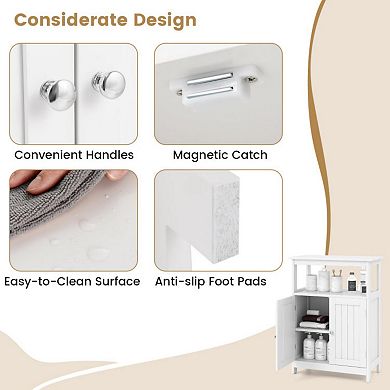 Bathroom Floor Storage Cabinet with Open Compartment Freestanding Organizer