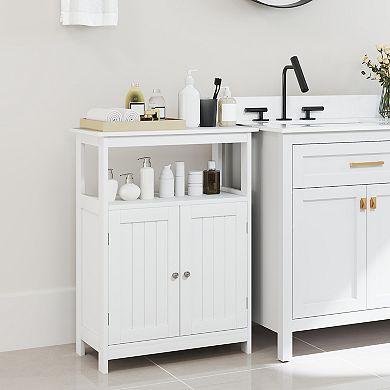 Bathroom Floor Storage Cabinet with Open Compartment Freestanding Organizer