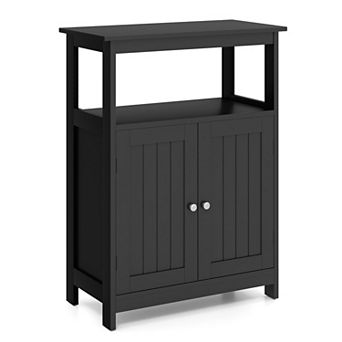 Bathroom Floor Storage Cabinet with Open Compartment Freestanding Organizer