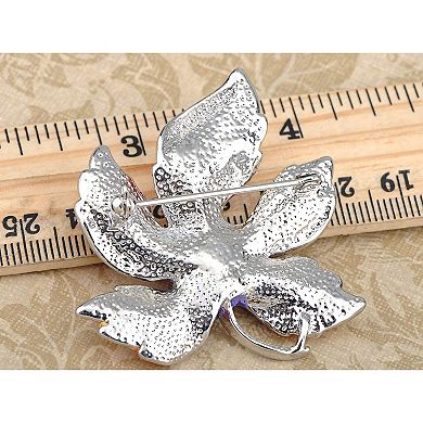 Colorful Crystal Rhinestone Autumn Wind Blowing Maple Leaf Fashion Pin Brooch