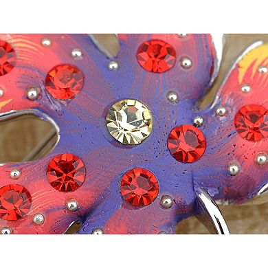 Colorful Crystal Rhinestone Autumn Wind Blowing Maple Leaf Fashion Pin Brooch