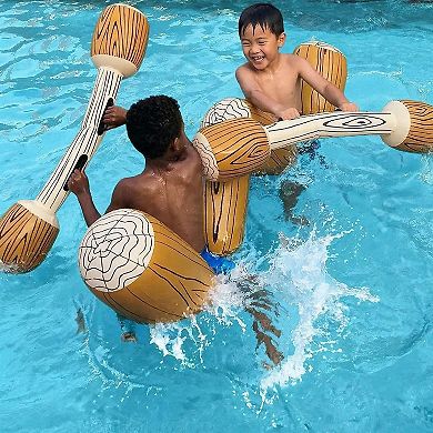 Inflatable Log Pool Float Set with Handles Water Battle Toy Floating Stick Pool Lake Beach Fun