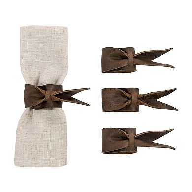 Set Of 4 Handmade Full Grain Leather Napkin Rings For Wedding Dinner Party