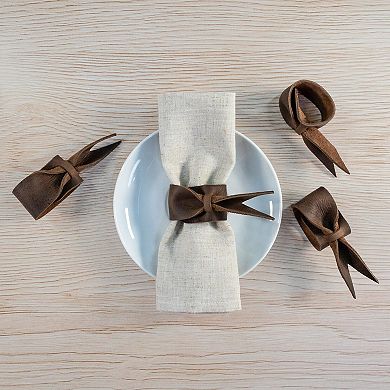 Set Of 4 Handmade Full Grain Leather Napkin Rings For Wedding Dinner Party