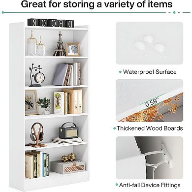 Narrow 6 Tier Bookshelf for Books, Plants, Décor, and Collectibles