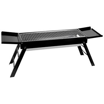Portable Folding Charcoal Grill with Side Tray and Air Vents for Camping Beach BBQ