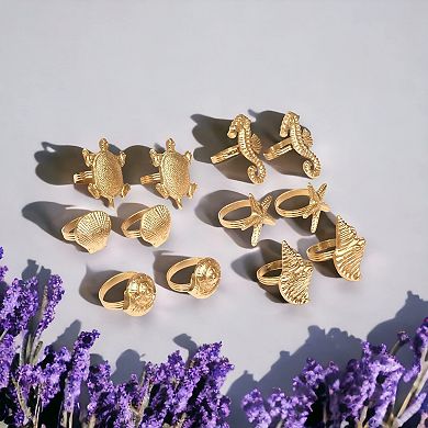 Set of 12 Nautical Theme Napkin Rings Antique Gold Holiday Table Decor