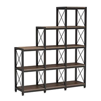 Ladder-Style 9-Shelf Bookcase for Living Room, Home Office, or Dorm Room