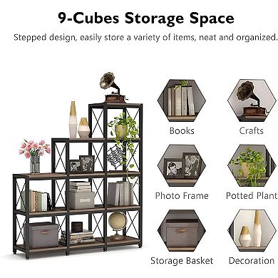 Ladder-Style 9-Shelf Bookcase for Living Room, Home Office, or Dorm Room