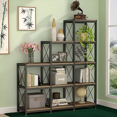 Ladder-Style 9-Shelf Bookcase for Living Room, Home Office, or Dorm Room