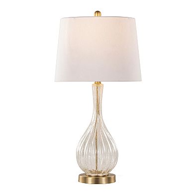 Loheer Contemporary Glass Table Lamp Set with Linen Shades