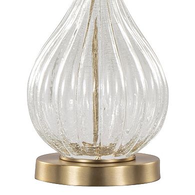 Loheer Contemporary Glass Table Lamp Set with Linen Shades