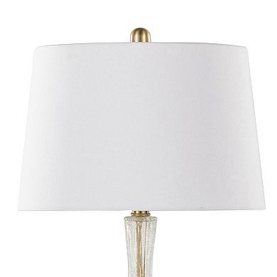 Loheer Contemporary Glass Table Lamp Set with Linen Shades