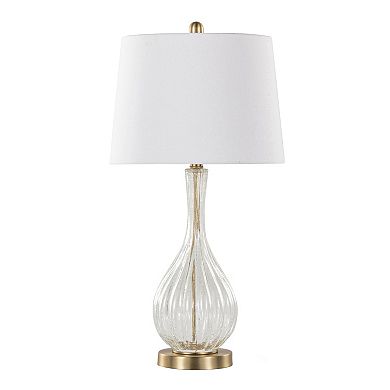 Loheer Contemporary Glass Table Lamp Set with Linen Shades