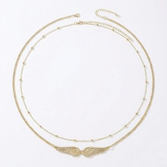 Women's Layered Waist Chain Belt with Wing Charm Pendant Adjustable Link Body Jewelry Accessory