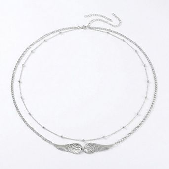 Women's Layered Waist Chain Belt with Wing Charm Pendant Adjustable Link Body Jewelry Accessory