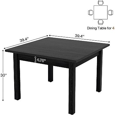 Small Square Wood Dining Table 39.4" for Kitchen, Apartment, or Dining Room