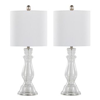 Loheer Contemporary Glass Table Lamp Set of 2 with Linen Shade