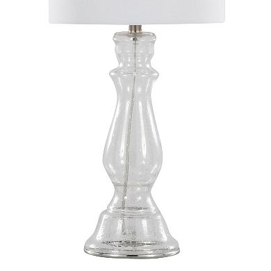 Loheer Contemporary Glass Table Lamp Set of 2 with Linen Shade