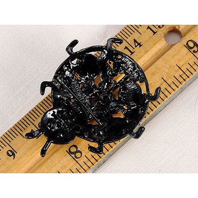 Sparkly Multicolor Crystal Rhinestones Cutout Ladybug Insect Brooch Pin