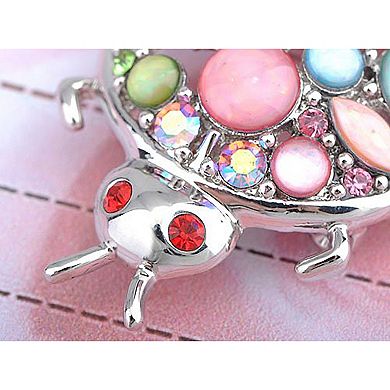 Sparkly Multicolor Crystal Rhinestones Cutout Ladybug Insect Brooch Pin