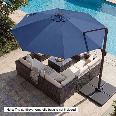 10 Ft Solar LED Cantilever Patio Umbrella with 360 Rotation
