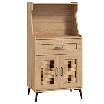 Farmhouse Coffee Bar Station with Pegboard, Cabinet and Storage Drawer