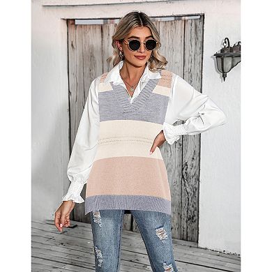 Zeagoo Women' Oversized V Neck Knit Sweater Vest Sleeveless Pullover Trendy Top
