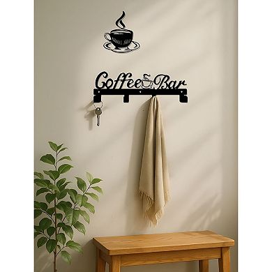 Wall-Mounted Coffee Mug Rack with 4 Hooks Metal Cup Holder for Kitchen Coffee Bar
