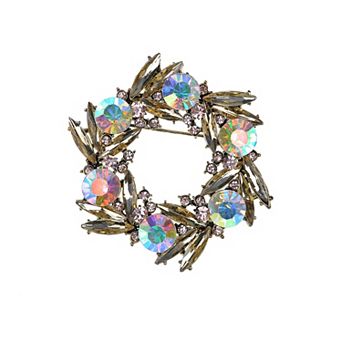 Shiny Cute Golden Tone Colorful Crystal Rhinestone Bird Nest Design Pin Brooch
