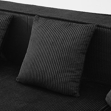 Pnronnc Loveseat Sofa Couch Modern Corduroy Upholstered Sofa with 4 Pillows