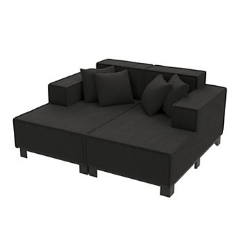 Pnronnc Loveseat Sofa Couch Modern Corduroy Upholstered Sofa with 4 Pillows