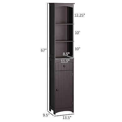 Freestanding Bathroom Organizer Cabinet with Shelves and Drawer