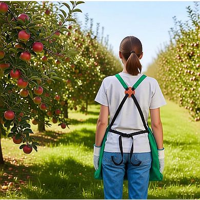 Full Coverage Gardening Apron with Large Harvest Pocket Oxford Fabric Apron for Yard Fruit Picking