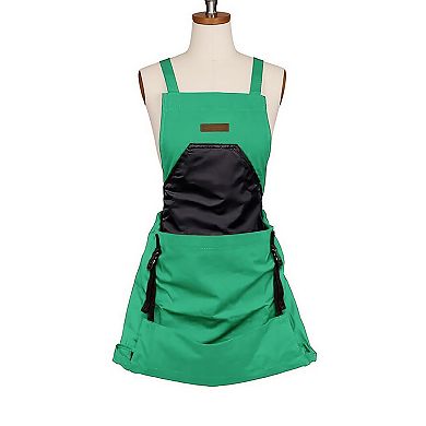 Full Coverage Gardening Apron with Large Harvest Pocket Oxford Fabric Apron for Yard Fruit Picking