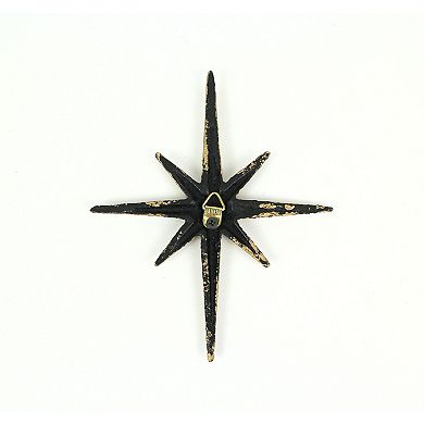 Set of 6 Metallic Gold Cast Iron Starburst Wall Hangings 8 Pointed Stars