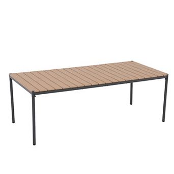 SUNSITT Outdoor 82.6” Patio Rectangular Dining Table w/WPC Tabletop for 6-8 People