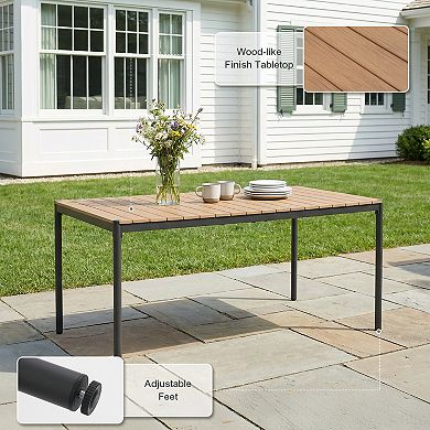 SUNSITT Outdoor 82.6” Patio Rectangular Dining Table w/WPC Tabletop for 6-8 People