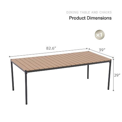 SUNSITT Outdoor 82.6” Patio Rectangular Dining Table w/WPC Tabletop for 6-8 People