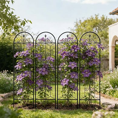 Loheer 4 Pack Metal Garden Trellis for Climbing Plants Outdoor Flower Support