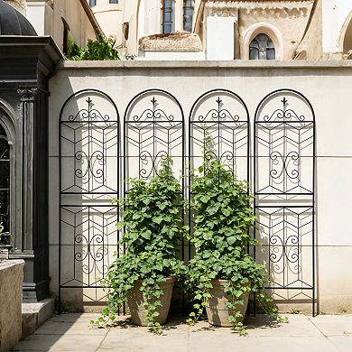 Loheer 4 Pack Metal Garden Trellis for Climbing Plants Outdoor Flower Support