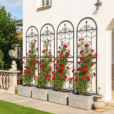 Loheer 4 Pack Metal Garden Trellis for Climbing Plants Outdoor Flower Support