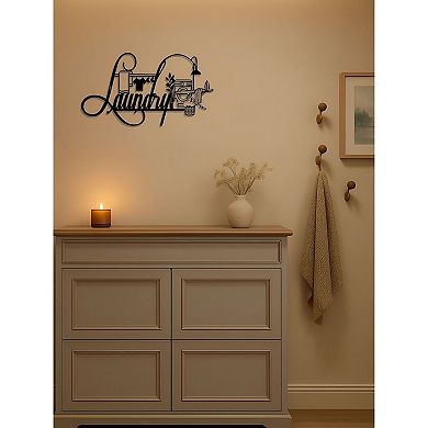 Laundry Room Metal Wall Art with Rustic Farmhouse Design for Utility or Entryway Decor