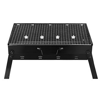 Portable Folding Charcoal Grill with Carry Handle and Cooking Grate for Camping