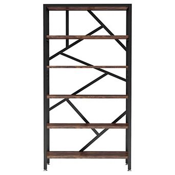 Industrial Modern 6 tier Bookshelf for Vertical Storage, Books, Plants, and Home Organization