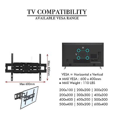 Adjustable Wall Mount TV Bracket with Spirit Level for Living Rooms