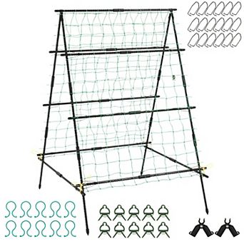 A-Frame Garden Trellis with Netting for Climbing Vegetables and Flowers