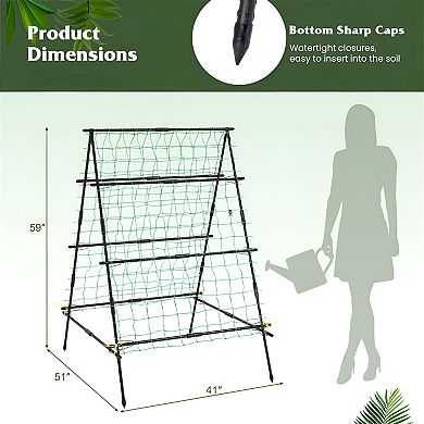 A-Frame Garden Trellis with Netting for Climbing Vegetables and Flowers