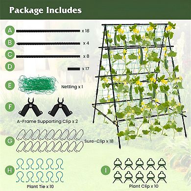 A-Frame Garden Trellis with Netting for Climbing Vegetables and Flowers