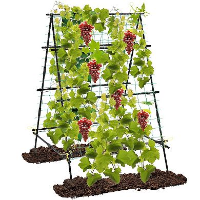 A-Frame Garden Trellis with Netting for Climbing Vegetables and Flowers
